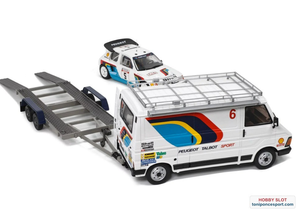 Pack Rally Peugeot 205 T16 Evo2 + Asistencia C35 + Remorque Tour de Córcega 1986
