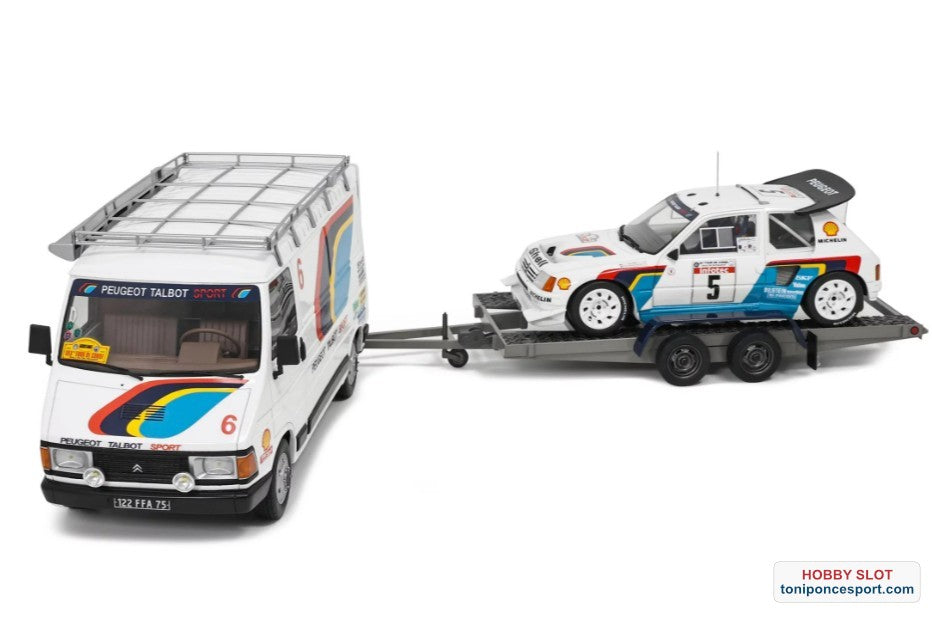 Pack Rally Peugeot 205 T16 Evo2 + Asistencia C35 + Remorque Tour de Córcega 1986