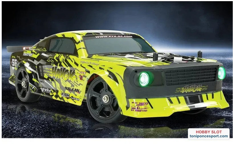Coche FTX HAVOK 4WD DRIFT ROADSTER GYROS - AMARILLO LUZ NEON.