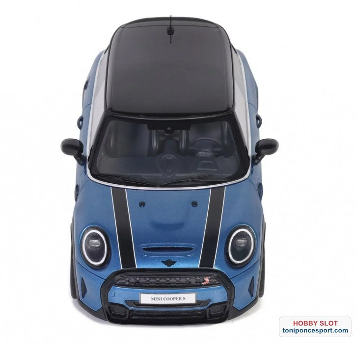 Mini Cooper S Azul Isla + Rayas Blancas 2021