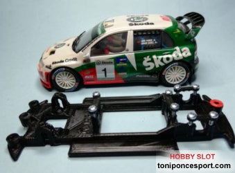 Chasis Lineal Black Skoda Fabia WRC SCX para motor tipo RX doble piñon.
