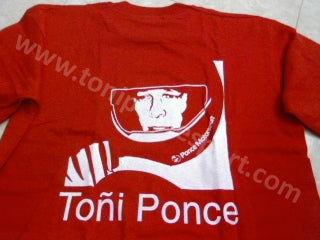 Camiseta roja TOÑI PONCE digujo cara - Talla M