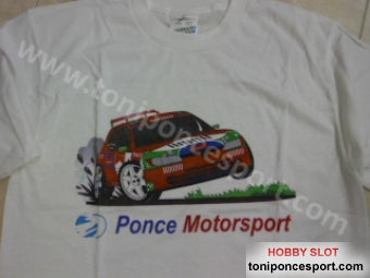 Camiseta niño PONCE MOTORSPORT caricatura 306 Maxi Kit Car "Jose Mª. Ponce" - Talla 9 a 11 años.
