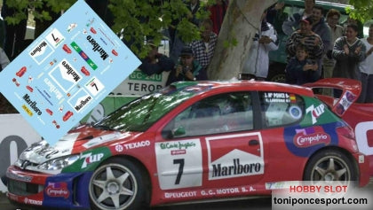 Calca Peugeot 206 WRC Rallye El Corte Inglés 2001 J. Mª. Ponce - C. Larrodé 1/43