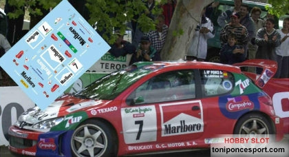 Calca Peugeot 206 WRC Rallye El Corte Inglés 2001 José Mª. Ponce - Carlos Larrodé 1/18
