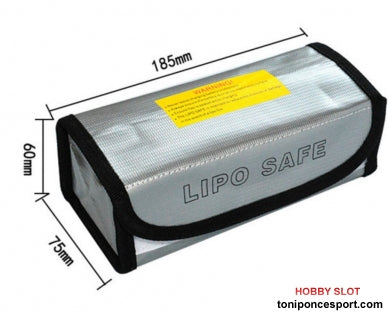 BOLSA DE SEGURIDAD BATERIAS LIPO 185x75x60mm