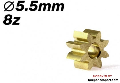 Piñon 8d. laton ø5,5mm para eje 2mm.