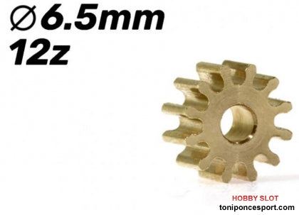 Piñón 12d. Laton ø6,5mm para eje de 2mm