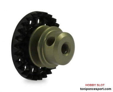 Corona 27d. In-Line en Nylon Negro para Eje 3/32 fijación por tornillo M2,5.