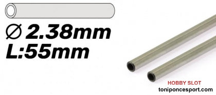 Eje Acero Pro 2.38 x 55mm. hueco. Rectificado, Calibrado