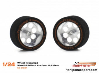 Rueda Espuma 24.5x13mm. PC3 Llanta 19 para Eje 3mm