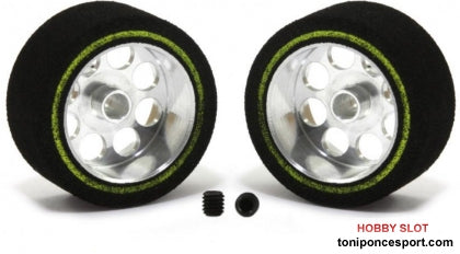 Rueda espuma 23x11mm. eje 3mm. llanta 17mm. Aligerada.  Procomp-2. Tornillo M3.