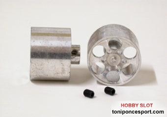 Llanta aluminio 21.5x16mm, eje 3mm., diseño "CORSE" (x2)