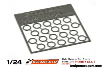 Separadores Eje de 3mm. en Bronce 0,25mm Photoedge