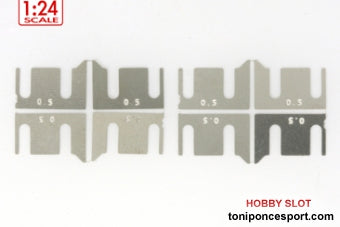 Separadores Metálicos de 0.5mm para Soportes de Ejes Trasero y Delantero.