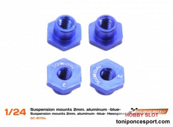 Casquillo sujección H 2mm Aluminio Azul con Cabeza Hexagonal.