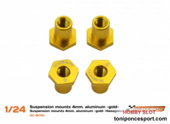 Casquillo sujección H 4mm Aluminio Dorado con Cabeza Hexagonal.