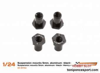 Casquillo sujección H 5mm Aluminio negro con Cabeza Hexagonal.