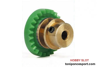 Corona 24d. motor en línea -STEP 2-. Bronce para eje 2.38mm (3/32") Fijada mediante tornillo allen M2.