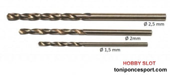 Juego brocas de COBALTO 1,5 - 2 - 2,5 mm.
