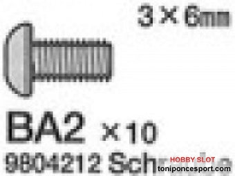 3x6mm. Roung Head Socket Tornillos x10