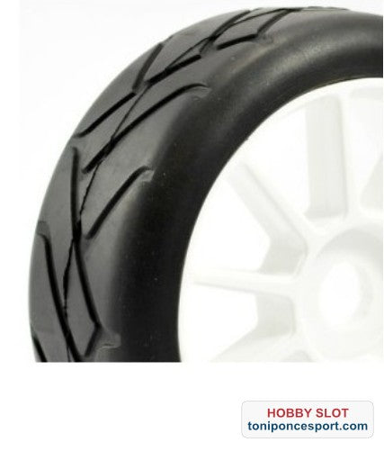 Ruedas 1/8 GT PREPREGADAS SLICK GRID IRON/10 SPOKE