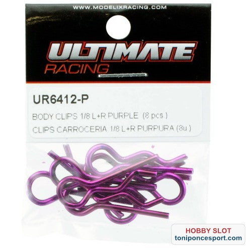 CLIPS CARROCERIA 1/8 L+ R PURPURA (8u.)