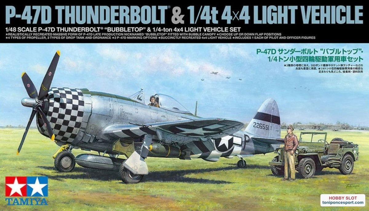 Avión P-47D Thunderbolt Bubbletop And 1/4-Ton 4X4 Light Vehicle 1/48.