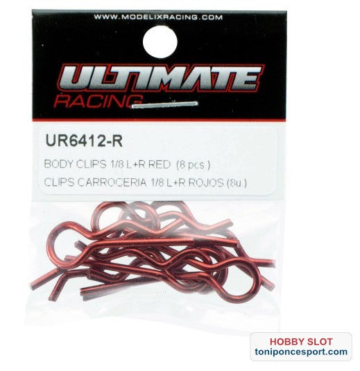 CLIPS CARROCERIA 1/8 L+ R ROJOS (8u.)