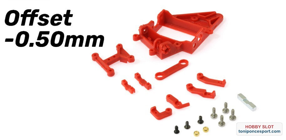 Soporte Motor AW RT3 Offset -0.50mm Extra-Hard (Rojo)