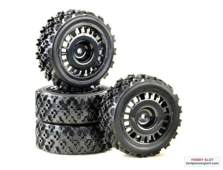 Ruedas Wheel Set "Rally Block Design" 1:10 black.