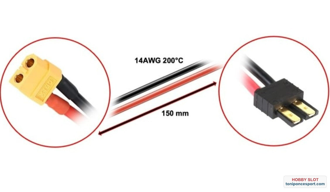 Conector Charging Cable XT60 fits for Traxxas 15cm.