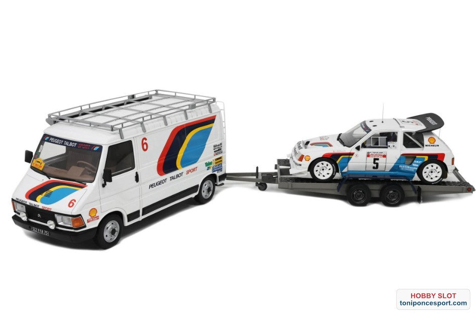 Pack Rally Peugeot 205 T16 Evo2 + Asistencia C35 + Remorque Tour de Córcega 1986