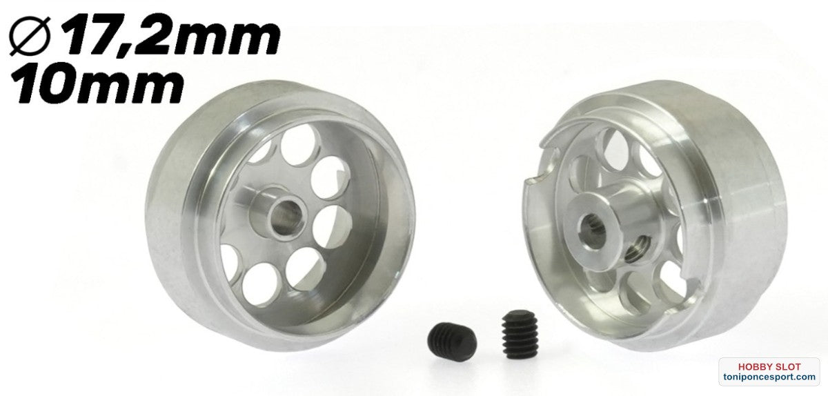 Llanta aluminio 17.2x10mm. Lightweight para Ejes 3/32 con Tornillo M2.5 Peso 1,25gr.