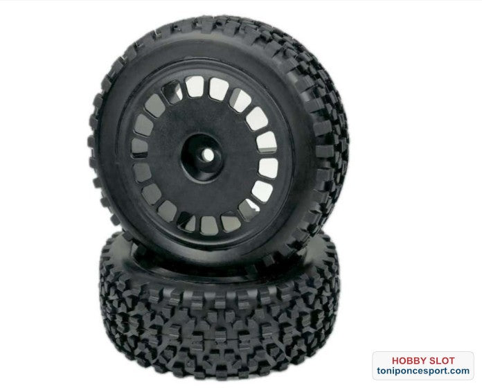 Juego de ruedas Buggy 'Maxi Block' 1:10 delantera negra (2 piezas)