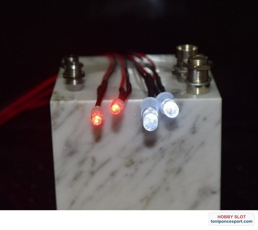 Luces LED set white/red with aluminum holder.