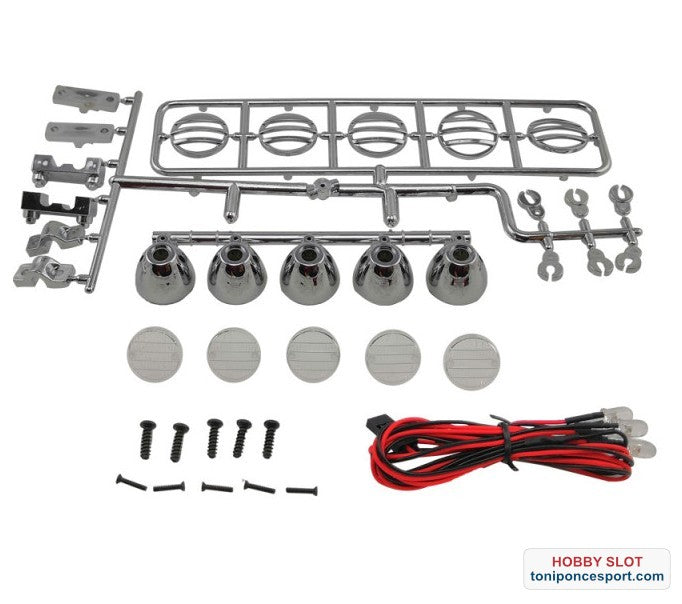 KIT LUCES LED TECHO REDONDO 115mm 1/10 CRAWLER - SILVER