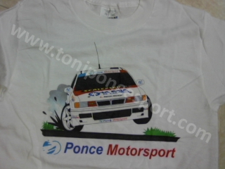 Camiseta ni�o PONCE MOTORSPORT caricatura Mitsubishi Galant "To�i Ponce" - Talla 7 a 8 a�os.
