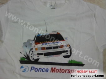 Camiseta ni�o PONCE MOTORSPORT caricatura Mitsubishi Galant "To�i Ponce" - Talla 12 a 13 a�os.