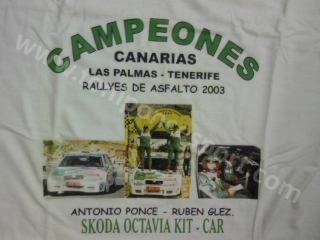 Camiseta Skoda Octavia Kit-Car "To�i Ponce - Ruben Glez." Campeones de Rallye 2003 - Talla M
