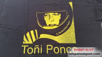 Camiseta negra PONCE MOTORSPORT dibujo Cara "To�i Ponce" - Talla M