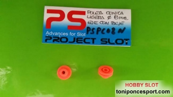 Polea Conica Ligera 8mm. para eje con buje - Naranja (x2)