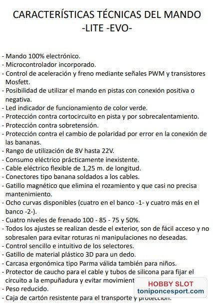 LITE -EVO- mando 100% electrónico