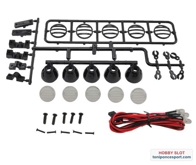 KIT LUCES LED TECHO REDONDO 115mm 1/10 CRAWLER - BLACK