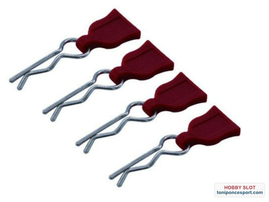 CLIPS DE CARROCERIA CON TIRADOR DE GOMA ROJO(4u)