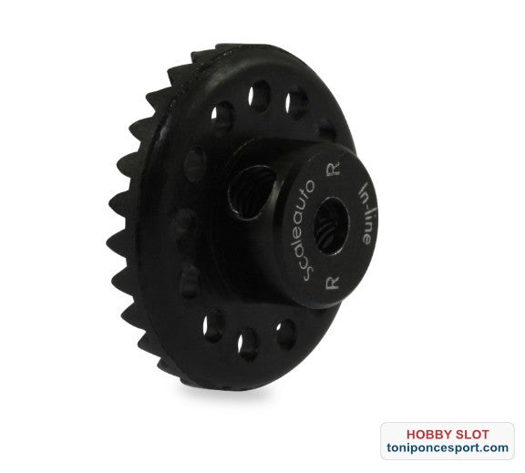 Corona 27d. In-Line en Nylon Negro para Eje 3/32 fijación por tornillo M2,5.