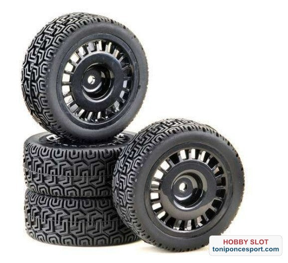 Juego de ruedas 'Rally Winded Design' negro 1:10 (x4)