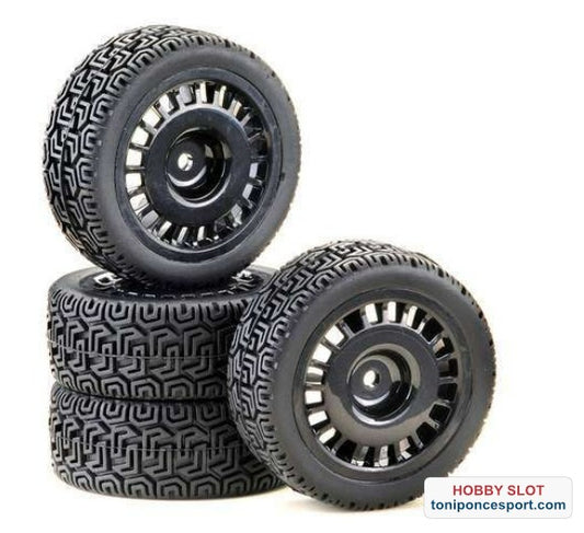 Juego de ruedas 'Rally Winded Design' negro 1:10 (x4)
