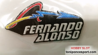 Bordado FA nombre Fdo. Alonso y dibujo firma