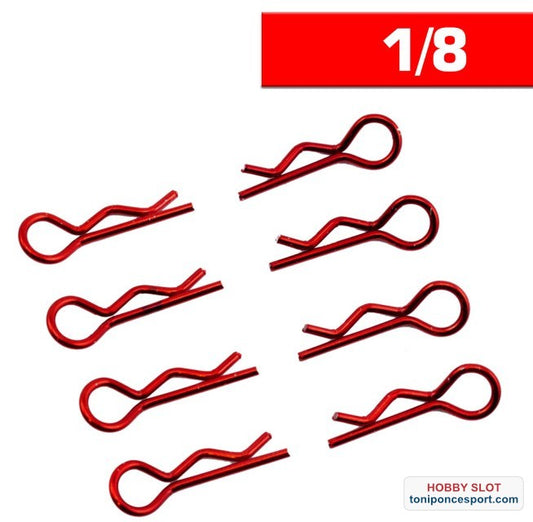 CLIPS CARROCERIA 1/8 L+ R ROJOS (8u.)